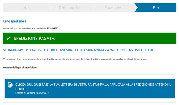 shipnow esito e lettera di vettura